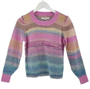 LOFT Crewneck Sweater NWOT Size XS Pink Blue Multi Autumn Pastel